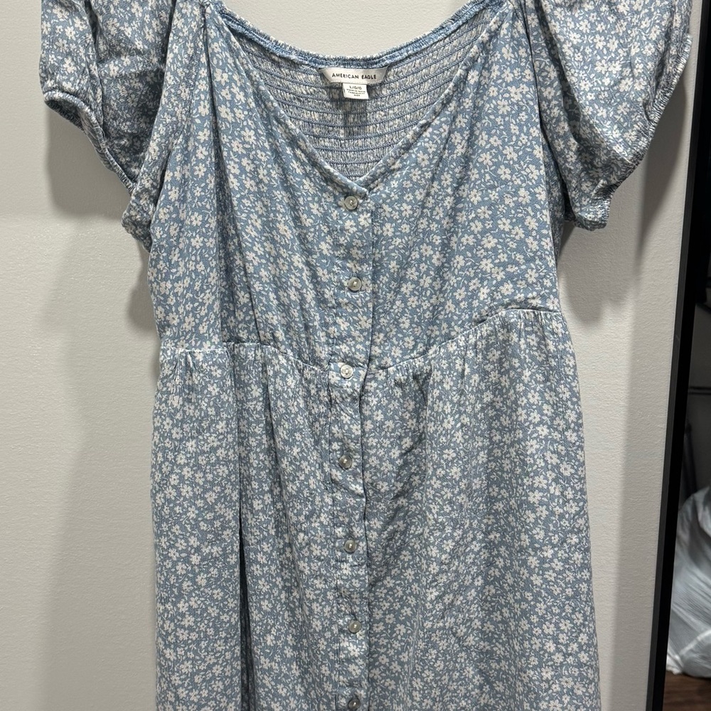American Eagle Pale Blue Textured Knit Top